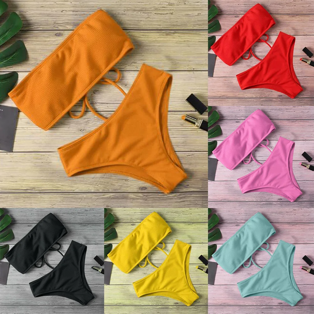 Summer Vacation Pink High Waist Swimwear High Waist Bikini Set Bathingsuit Summer Beachwear Brand New Casual Style