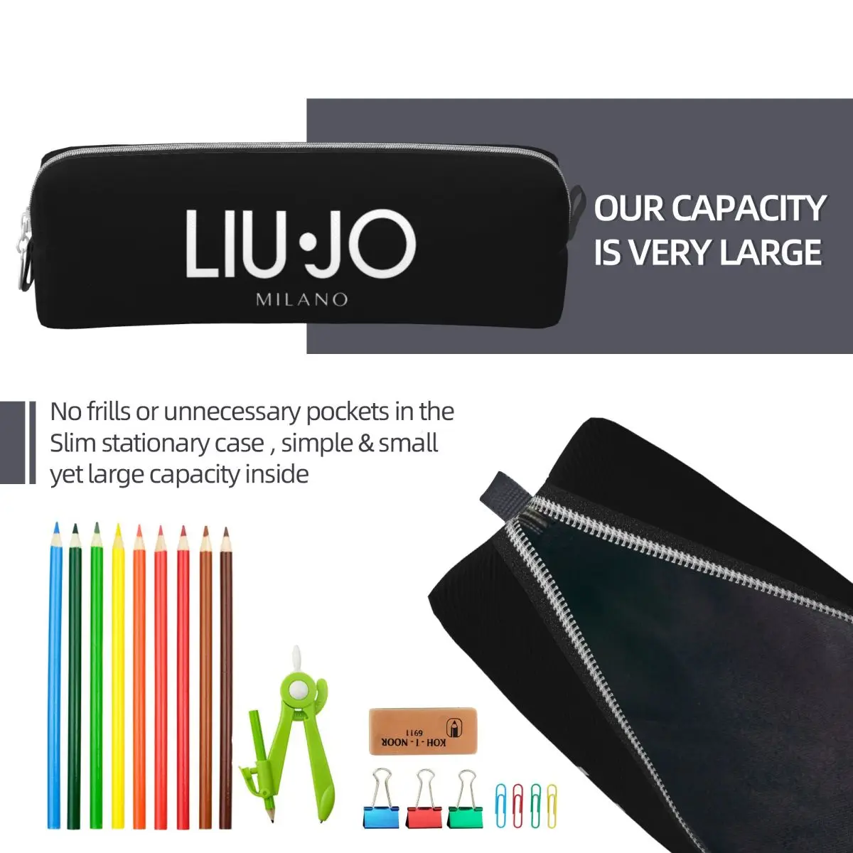 Liu Jo Pencil Cases Cute Luxury Brand Italian Pen Holder Bags Student Big Capacity Students School Zipper Pencilcases