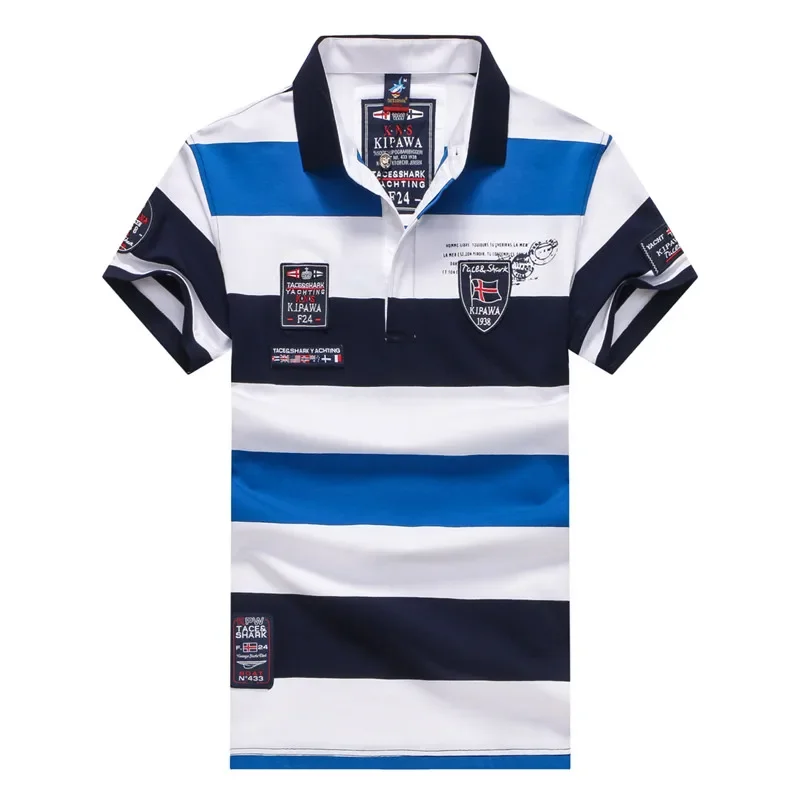 TACE & SHARK marca 2018 personalidad de la moda para hombre Shark bordado Polo camisa Homme amarillo rojo Polos bandera ropa de alta calidad