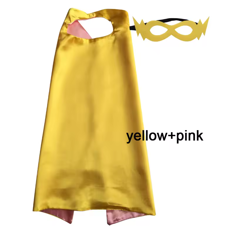 Superhero Capes with Mask REVERSIBLE Two Colored Child Cape Birthday Party Favor Satin Solid Capes Boys Girls Satin Capes - Image 33