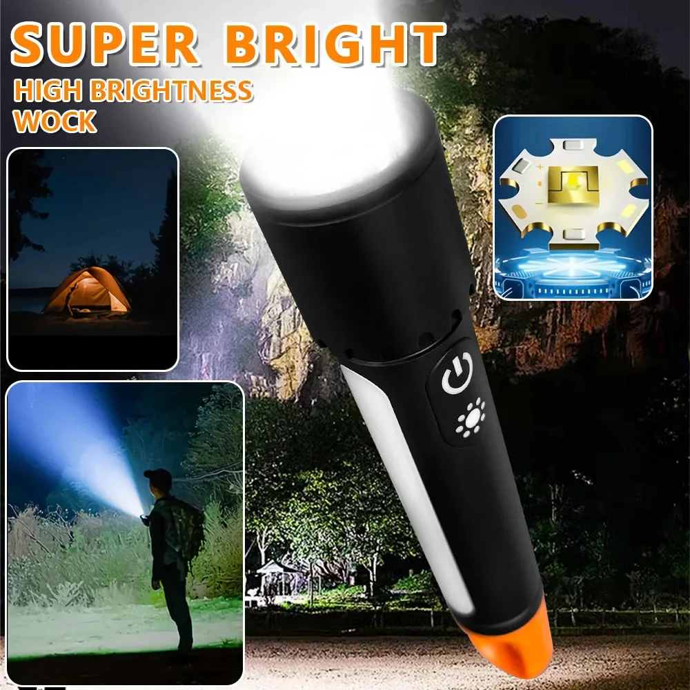 3500mAh Zoomable LED Flashlights High Lumens USB Rechargeable Portable Tactical Laser Torch 9Lighting Modes Emergency Work Light