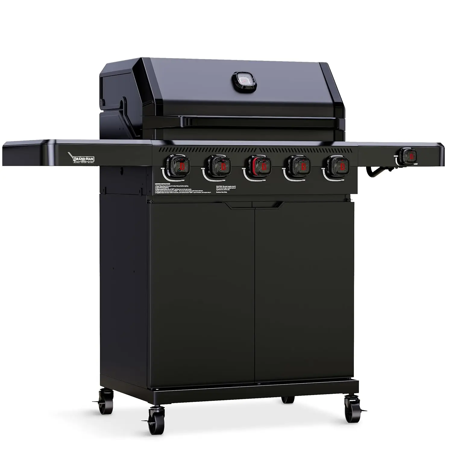 

Газовый гриль Brand-Man PRO с 5 конфорками, зона нагрева 14000 BTU с инфракрасной сеткой, чугун с фарфоровой эмалью, индивидуальная комплектация