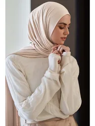 Hijab en Jersey pour Femmes Musulmanes, Écharpe de Sauna, Turban Islamique, Voile artificiel astique Premium, Tendance Malaisienne, Nouvelle Collection