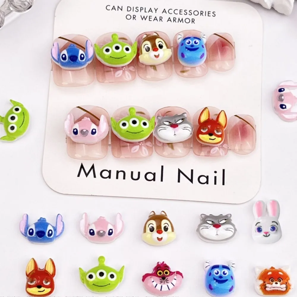 50 Stück 3D Cartoon Crazy Animal Nagel Charms Stich Judy Harz Flatback Nagel Strass Niedliche Anime Fuchs Kaninchen Nail Art Dekorationen