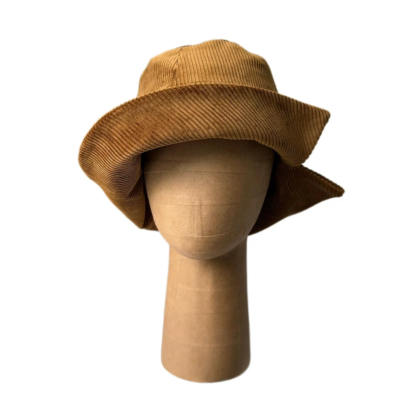 Asymmetrical Brim Fall Winter Retro Solid Color Corduroy Fedora Hat Women Shapable Fisherman Hats