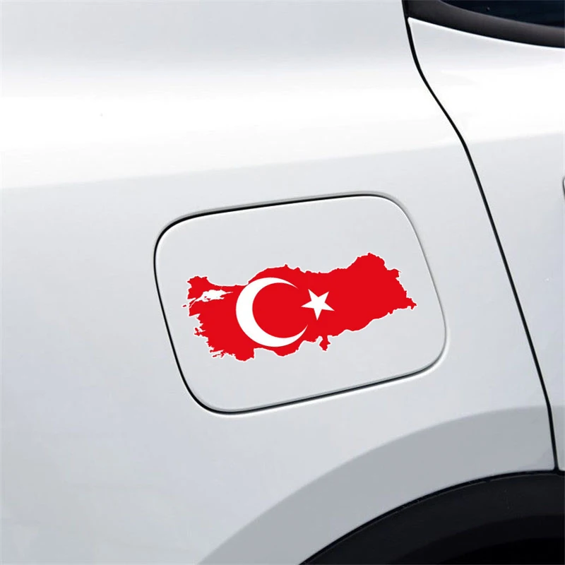 Creative Red Turkey Flag Map Car Sticker Personalized Waterproof Car Styling Window Bumper Decal Helmet Motorcycle Vinyl Sticker