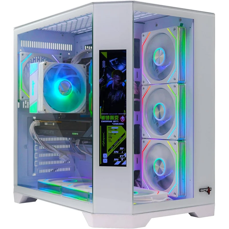 Gaming PC –  i5-14400F, RTX 5060 8GB Triple-Fan, 16GB DDR5, 1TB NVMe SSD 3300MB/s, 600W PSU, ATX Case with 7 ARGB Fans, Corner