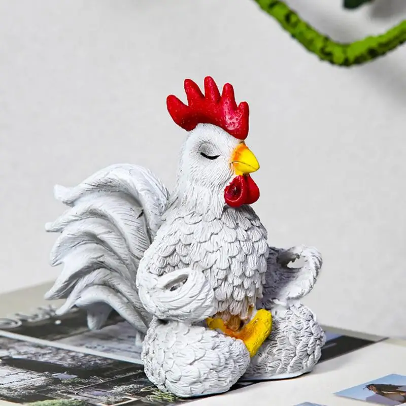 

1 шт., новинка, забавное животное, петух, фигурка йоги, петух, стиль медитации, милые статуи, украшение для дома, скульптура, декор для стола, статуэтки