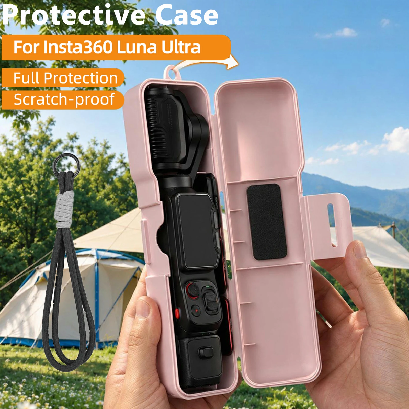 Storage Case for Insta360 Luna Ultra Full Coverage Protective Cover with Filter Storage Slot Wrist Strap Flip Lid Design Anti- s