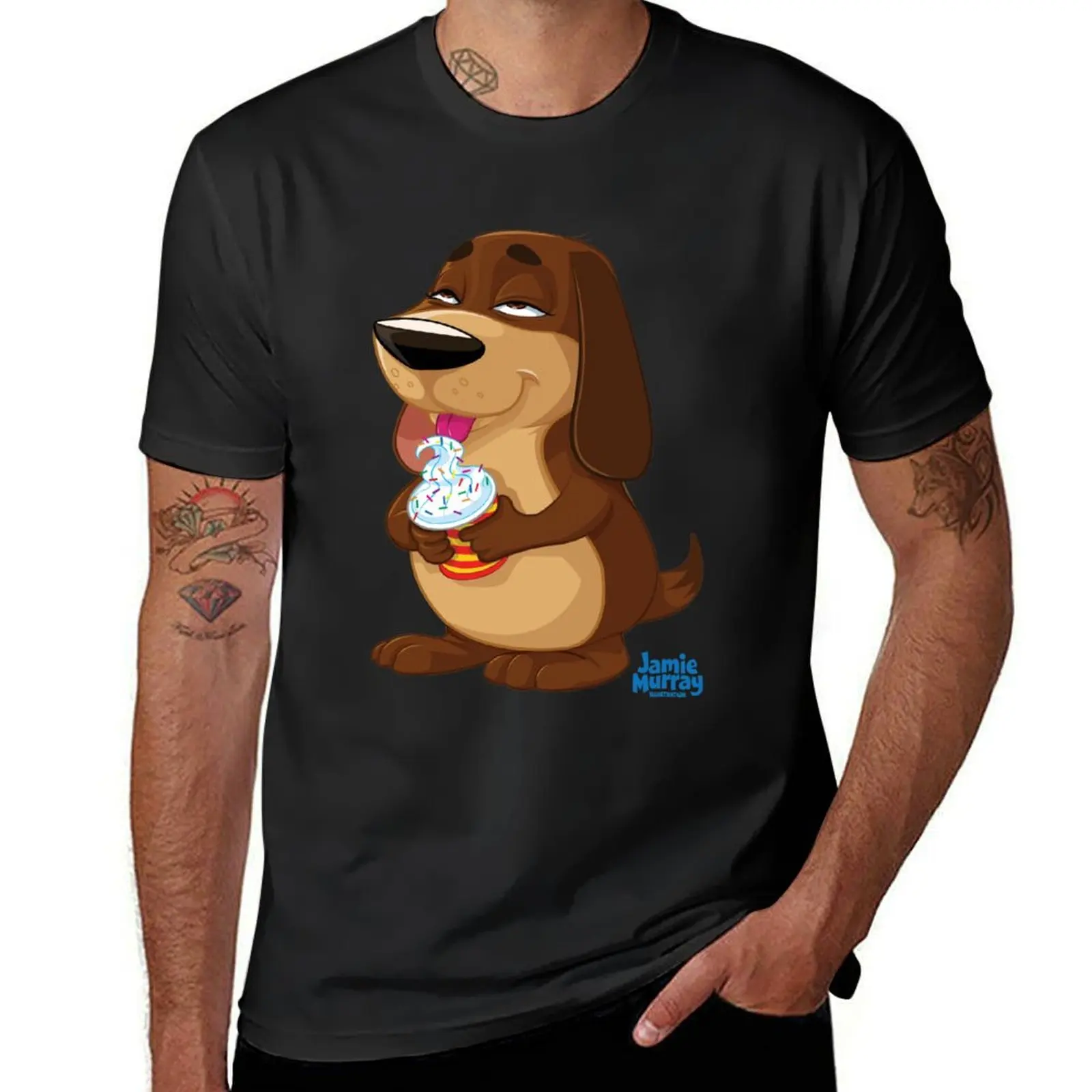 

Pudge! The Ice Cream Loving Pooch! T-Shirt plus size clothes sports fans anime figures plain t shirts men