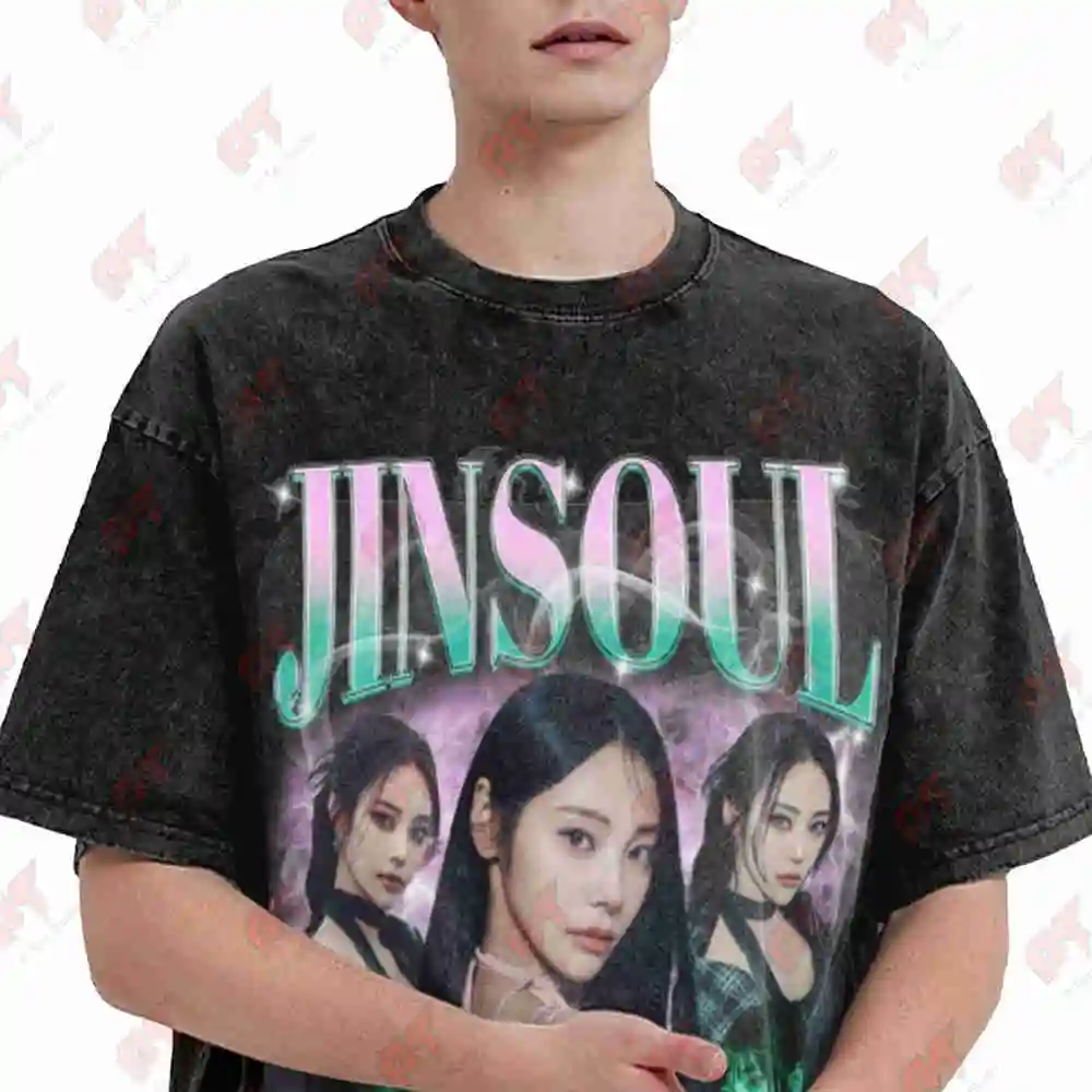 Jinsoul Artms Kpop Grand Club Icarus World Tour 2025 Vintage Washed Tee Pure Cotton T-Shirt