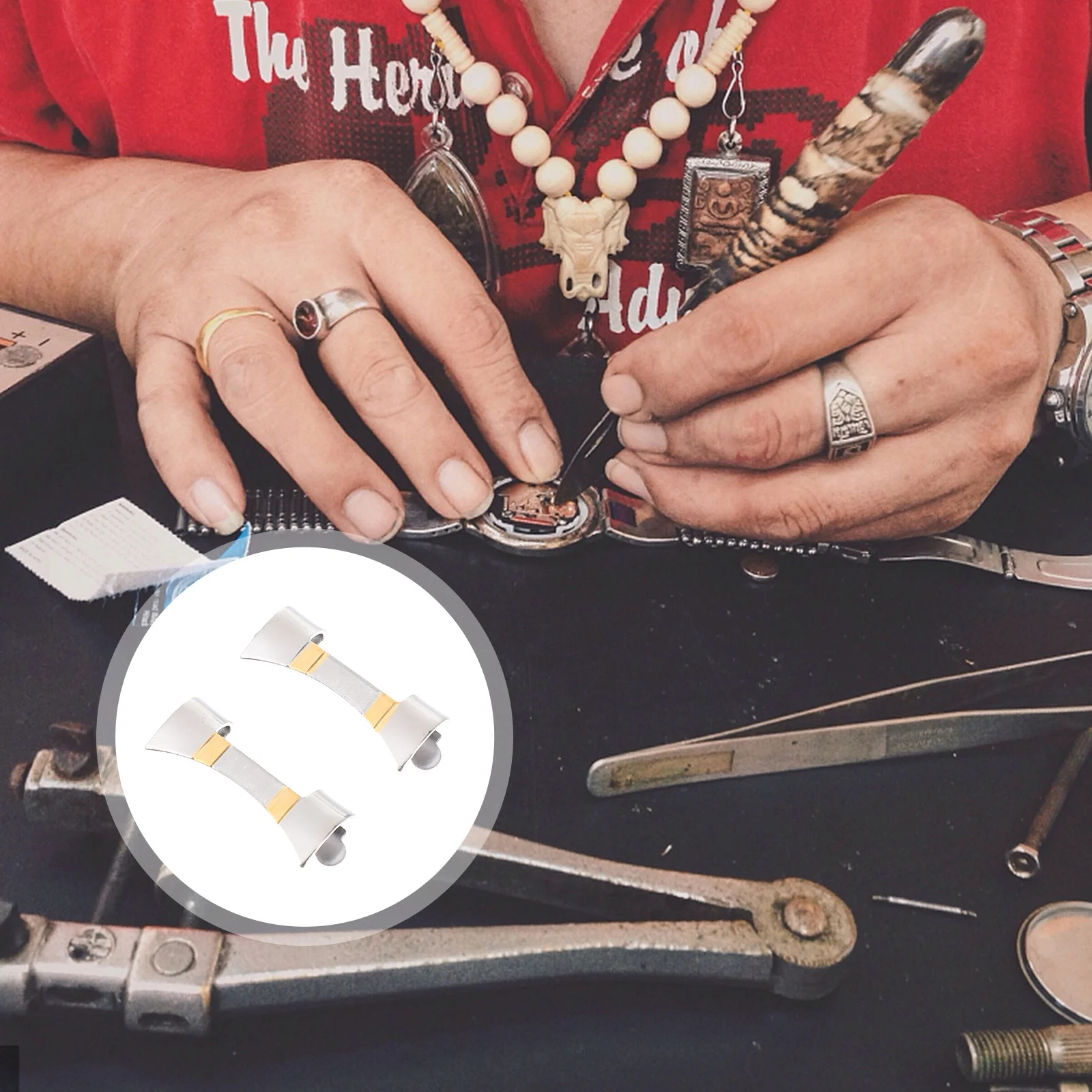 

1Pair Stainless Steel Watch Strap Connectors Lightweight End Links for Easy Watchband Length Adjustment