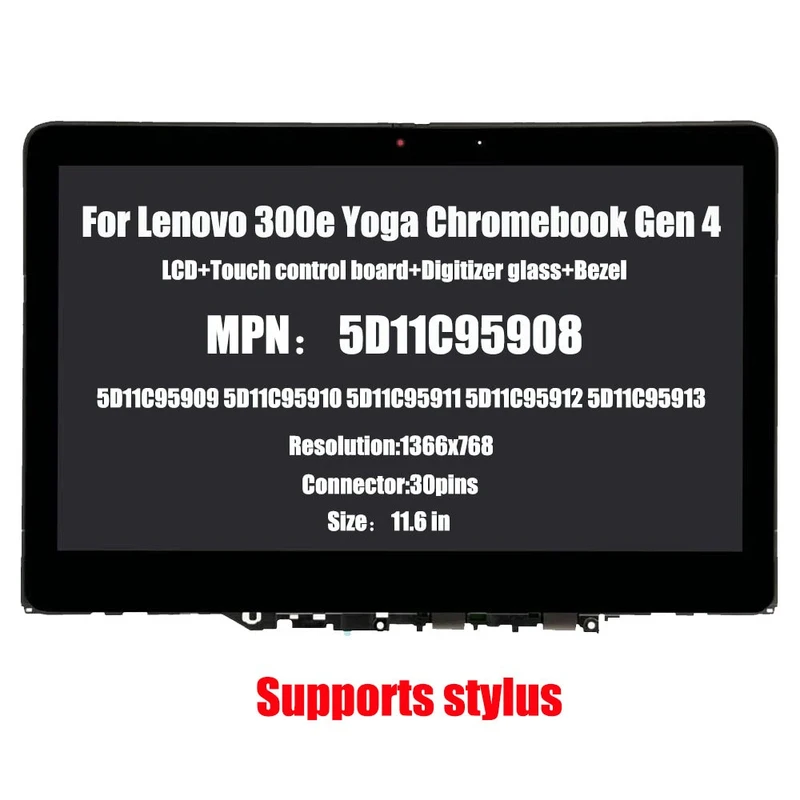 

PP+ New 5D11C95908 Lcd Touch Screen w/ Bezel For Lenovo 300E Yoga Chromebook Gen 4