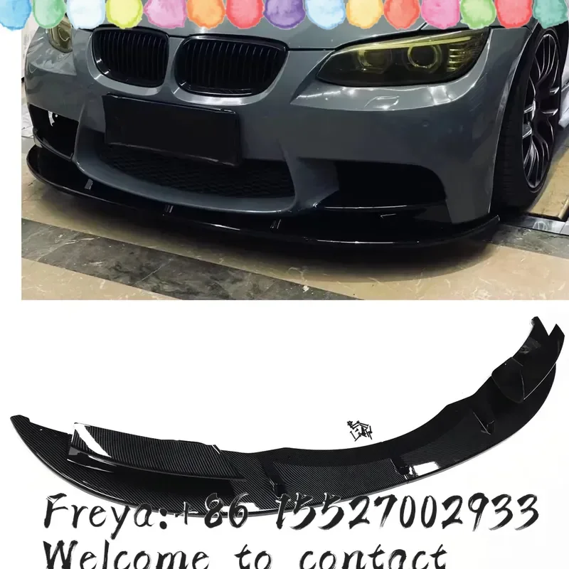 Front Bumper Spoiler Lip Carbon Fiber Look/Gloss Black Splitter Diffuser Protector For E90 E92 E93 M3 2007-2013