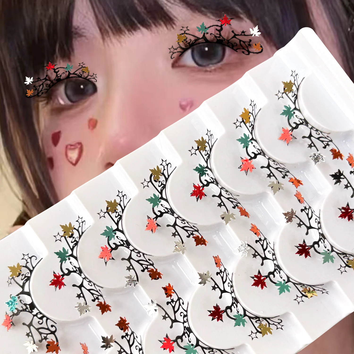 7 par 3D Halloween Cosplay Rzęs Przedłużanych Nowa Moda Brokatowe Miękkie Rzęsy w Paskach z Motywem Gwiazd i Motyli do Makijażu na Koncerty