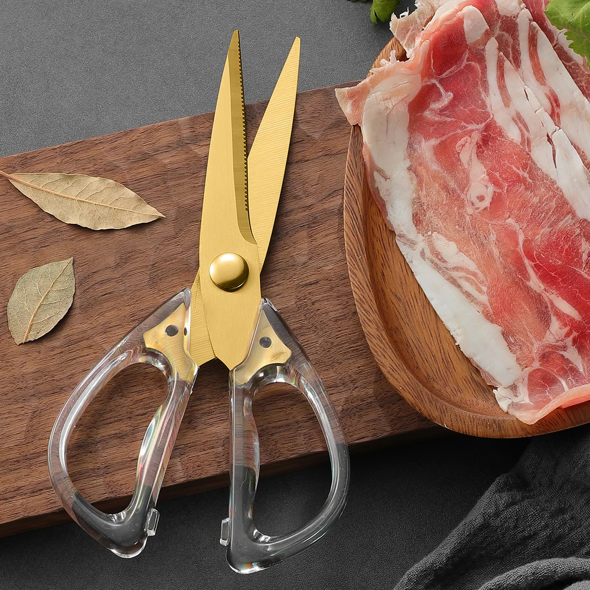 Transparent Handle Kitchen Scissors Perfect For Cutting Meat And Vegetables Kitchen Scissors With Plastic Handle Kitchen Use