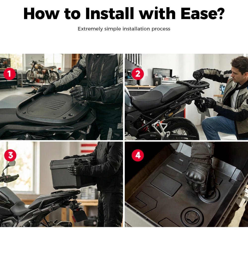 KEMIMOTO 45L/65L Motorrad-Topcase Universeller ABS-Kunststoff-Koffer Motorrad-Heckbox für Motorräder Abnehmbarer Koffer mit Schloss – Detail 15