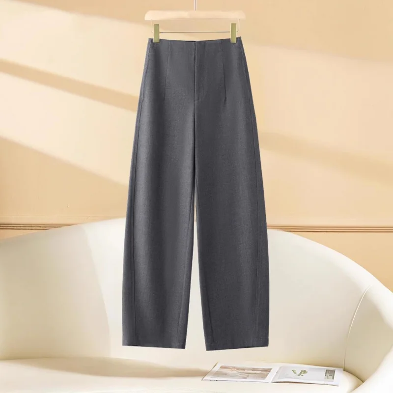 

Slimming Scythe Pants for Women, and Winter Suit Pants, Fleece-Lined, Warm, Casual Gray Straight-Leg Scythe Pants