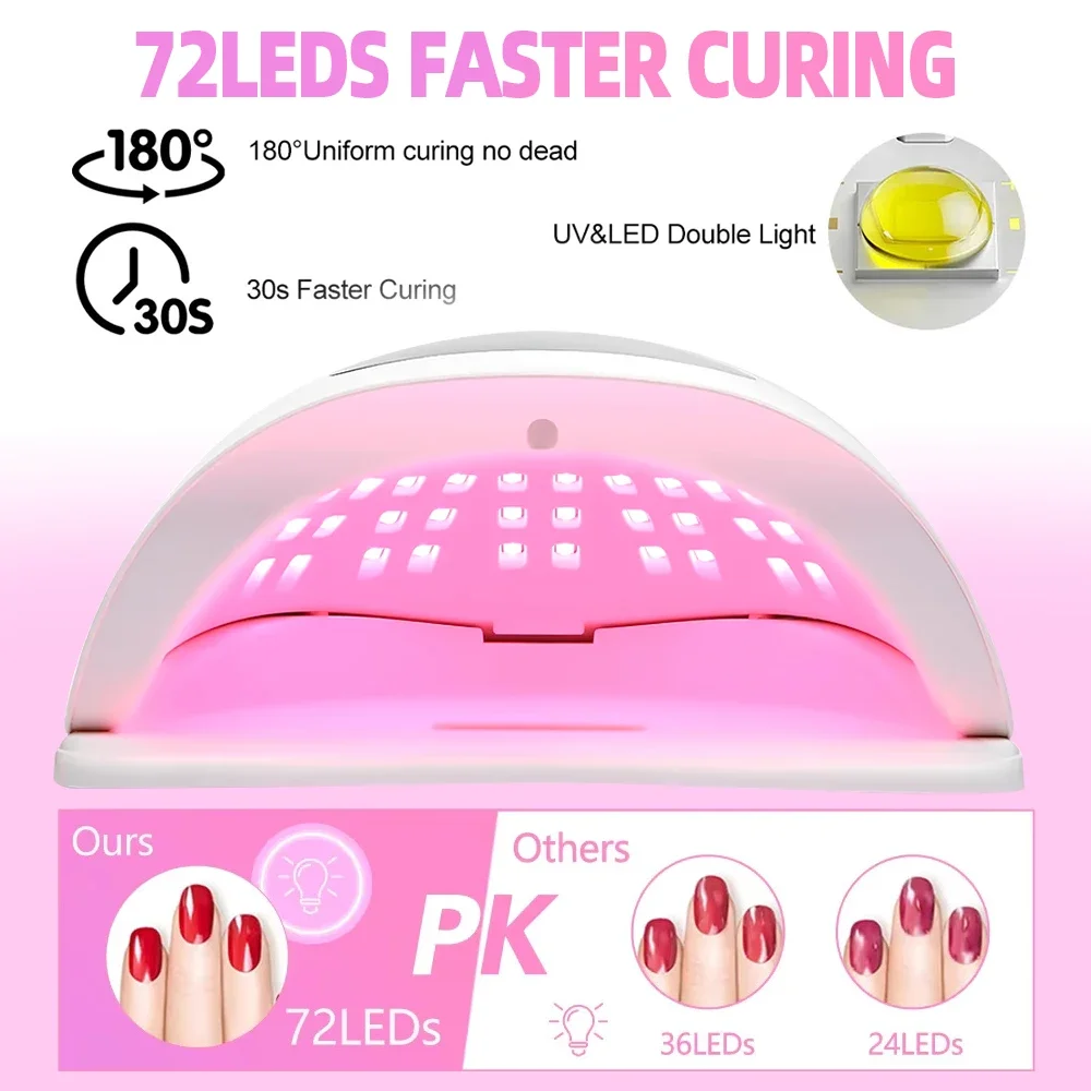 320W Lampa UV do paznokci 72LEDS Suszarka do paznokci z ekranem LCD Szybkoschnąca lampa do manicure do utwardzania wszystkich paznokci Narzędzia do zdobienia paznokci żelowych