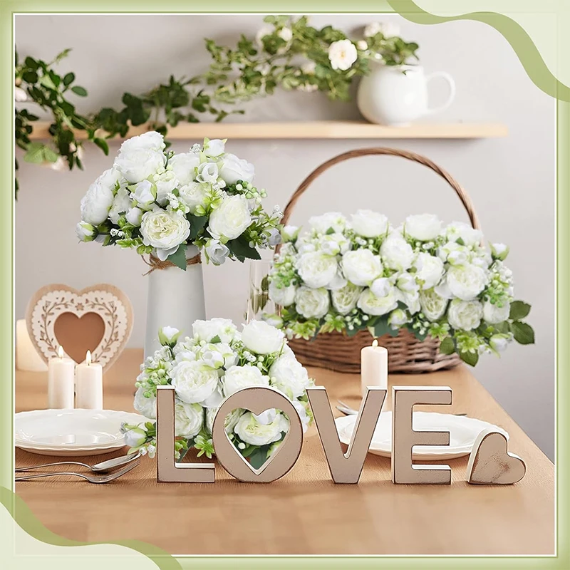 باقة زهور محاكاة الفاوانيا الاصطناعية 5 رأس كبير 2 زهرة برعم صغيرة لقطع مركزية للطاولة ديكور منزلي لحفلات الزفاف #3