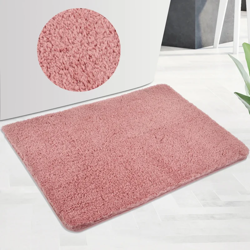 Pink Plush Bathroom Carpet Water Absorption and Anti Slip Floor Mat At The Entrance Rug for Living Room Home Decor Outdoor Car