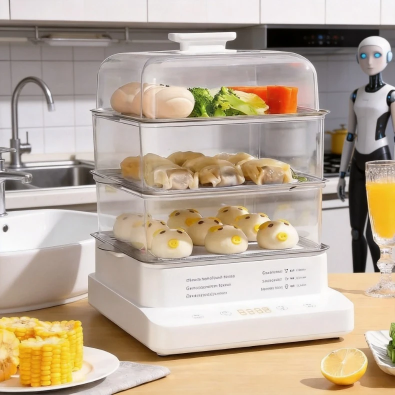 American standard 110V electric steamer 22L intelligent reservation three layer household multi functional breakfast machine