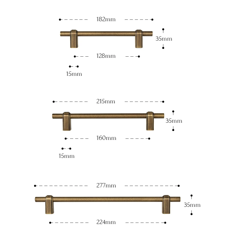 Antique brushed brass wardrobe pull and cabinet knob — supplier illustration 26