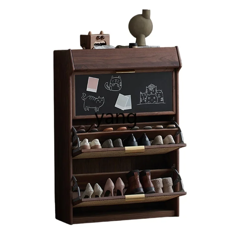 

l'm solid wood shoe cabinet, small apartment at the door of the home, ultra-thin tipping bucket shoe rack.