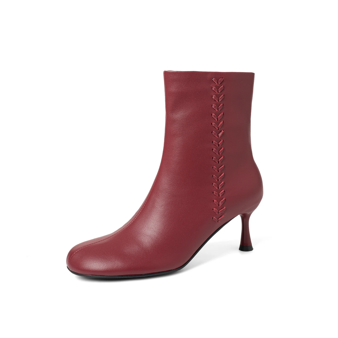 Botines de Mujer Dilalula 2027 de Piel de Vaca Auténtica con Punta Redonda, Bordado de Hojas y Tacón de Aguja Delgado para Fiesta y Cita, Botines para Mujeres Jóvenes