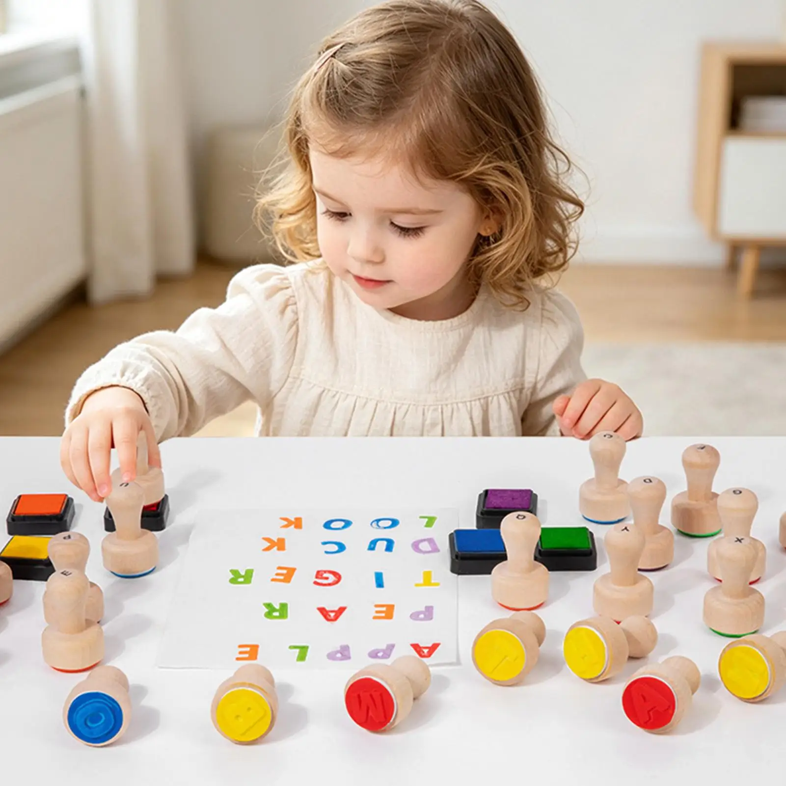 Letter Stamps for Kids Alphabet Spelling Interactive Educational Toys Kids Letter Stampers Desk Games for Boys Girls Preschool