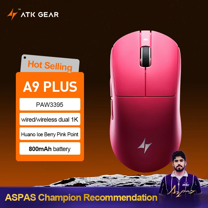 ATK Dragonfly A9 Ultra Draadloze Gaming Muis PAW3950 Ultralichte Tri-mode Ergonomische E-sports Gamer FPS Muis A9 SE Plus
