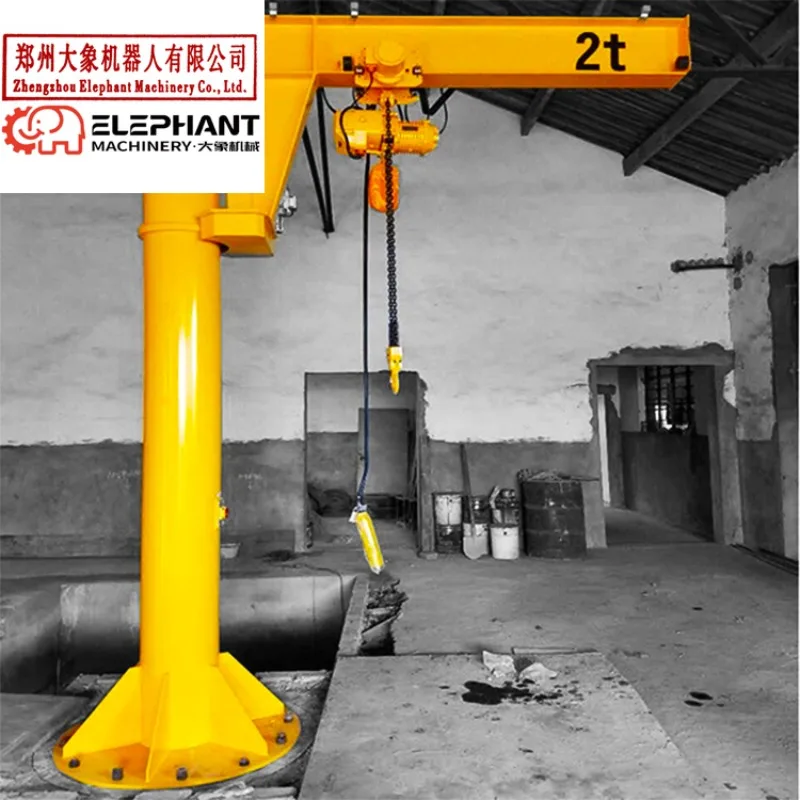 Customized Electric Hoist Fixed Column 360 Degree Rotating Cantilever Swing Arm Jib Crane 2Tons For Workshop