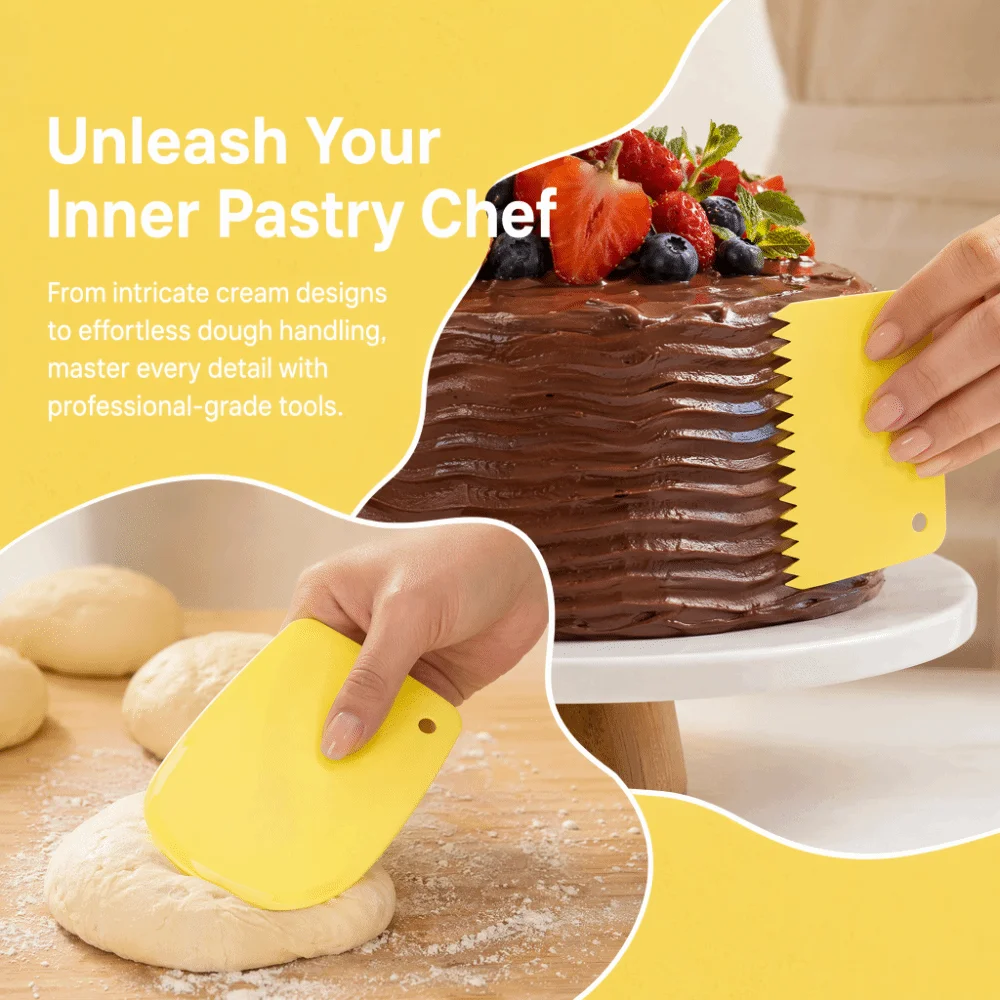 3PCS PP Baking Scraper Set Food Grade Non Stick Surface Dough Scraper Cutter Easy Clean Different Shapes Cream Dough Spatula