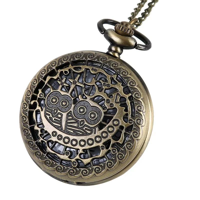 9050   New Queen Moon Retro Pocket Watch Valentine Cute Owl Mini Pocket Watch with Necklace