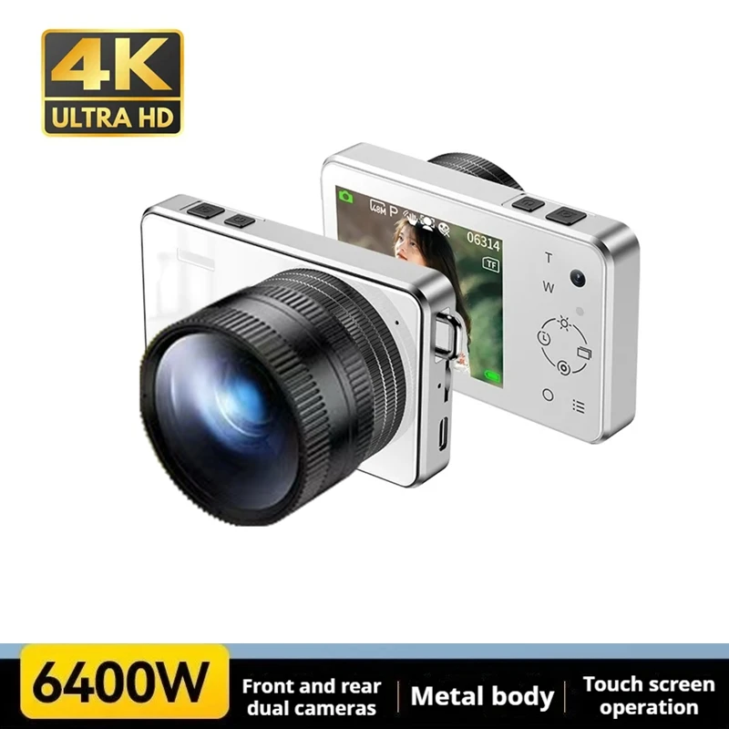 

4K Digital camera, metal body, 16x digital zoom, 64MP high-definition front and rear dual cameras, autofocus/manual autofocus