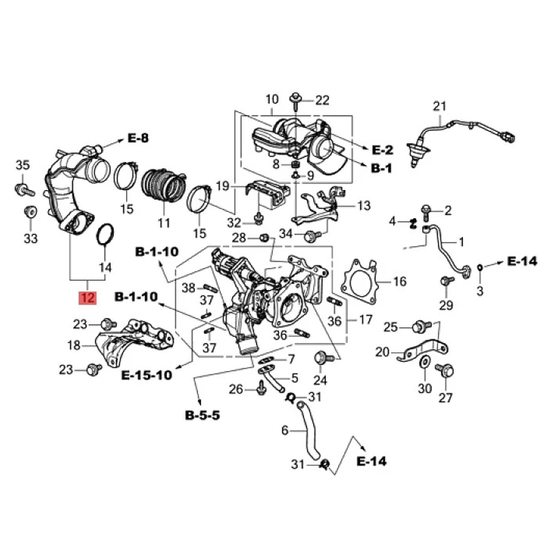 Applicable to 20 18 Ac co rd Turbocharger air pipe assembly Turbocharging connecting pipe