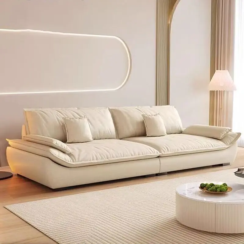 Fabric sofa living room small apartment cream style modern simple double