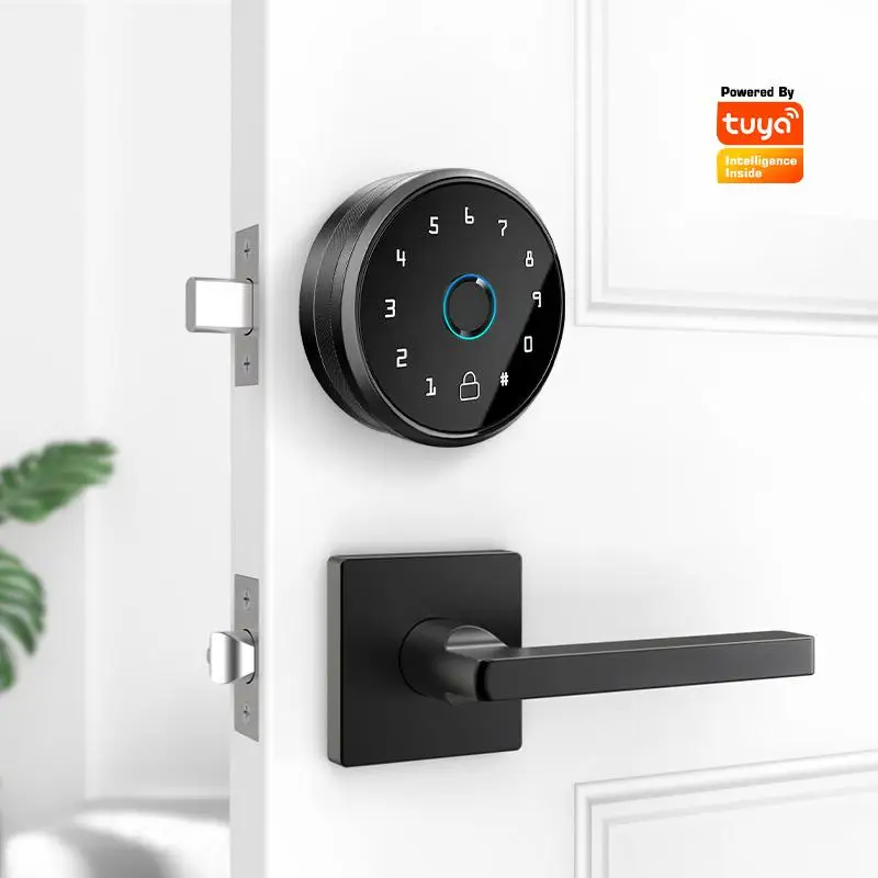 TP9 Smart Deadbolt Knock Biometric Fingerprint Round Knob Electronic Door Lock  Smart Home  Remote Control With Tuya