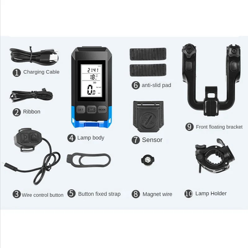 CGDS-ساعة رمز لاسلكية للدراجة مع مصباح قرن، مصباح أمامي للدراجة، ساعة رمز لاسلكية مع معدات المصباح #3