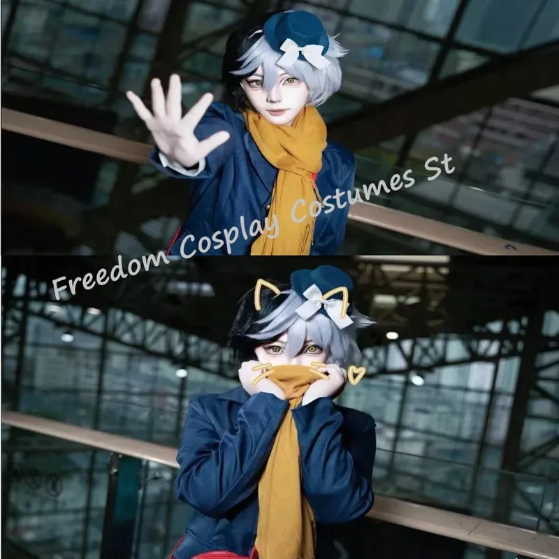 

20151123 Bungo Stray Dogs Yumeno Kyusaku dazai osamu Anime Cosplay Costume Suits Backpack Scarf Hat Wig Set halloween party anim