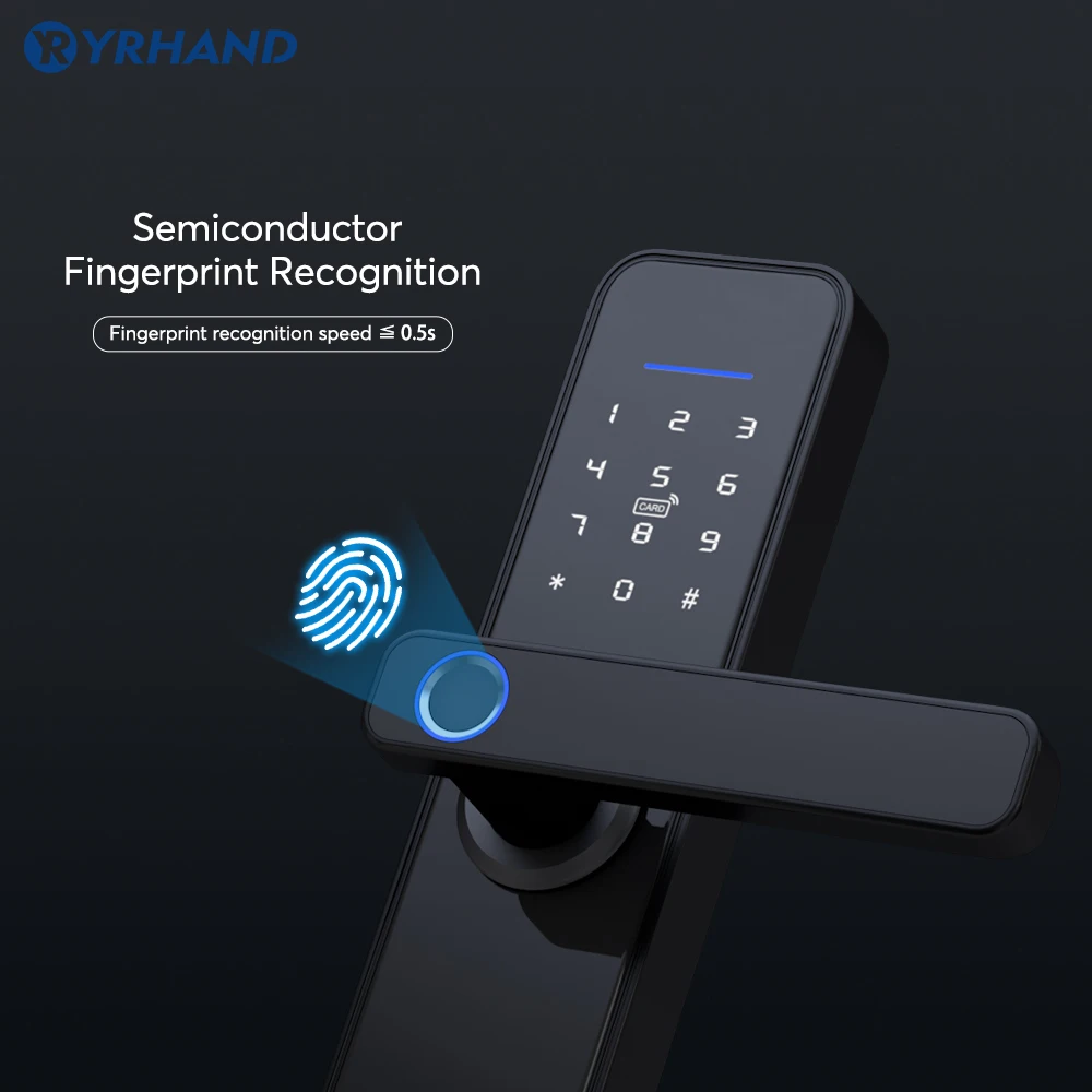 X3 Tuya WiFi Smart Electronic Lock Biometric Fingerprint Cylinder Security Door Lock with Encryption Keys IC Cards Compatible