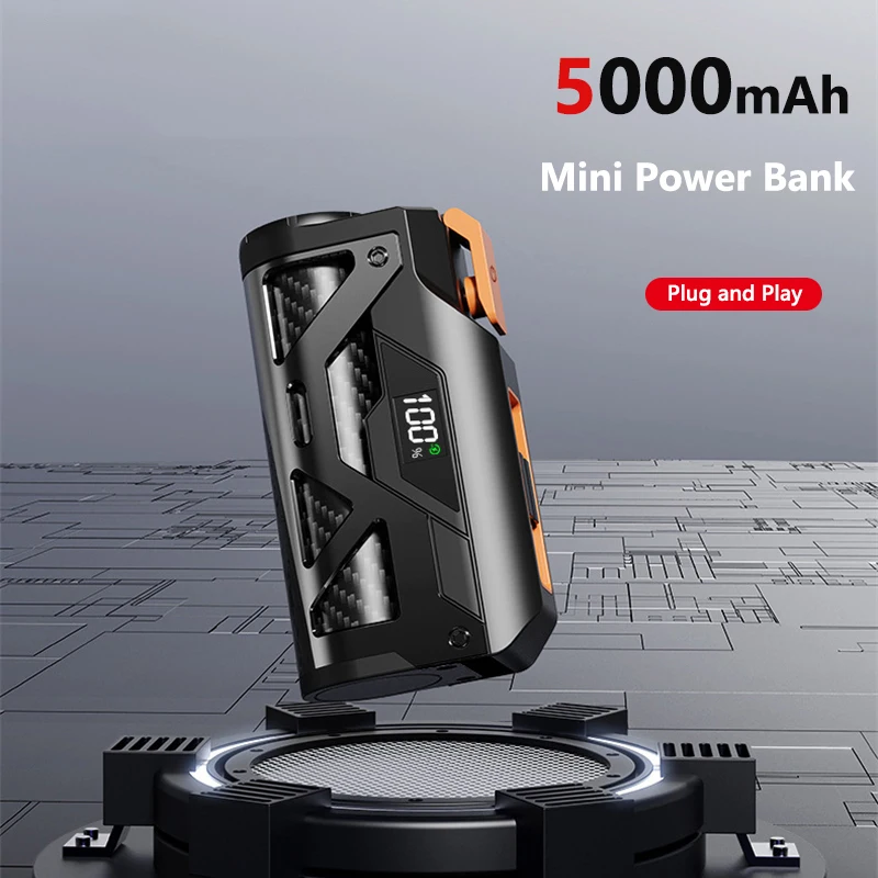 

Portable Power Bank 5000mAh with Type-C Plug 10W Fast Charging External Battery Pack Powerbank for iPhone Xiaomi Huawei Samsung