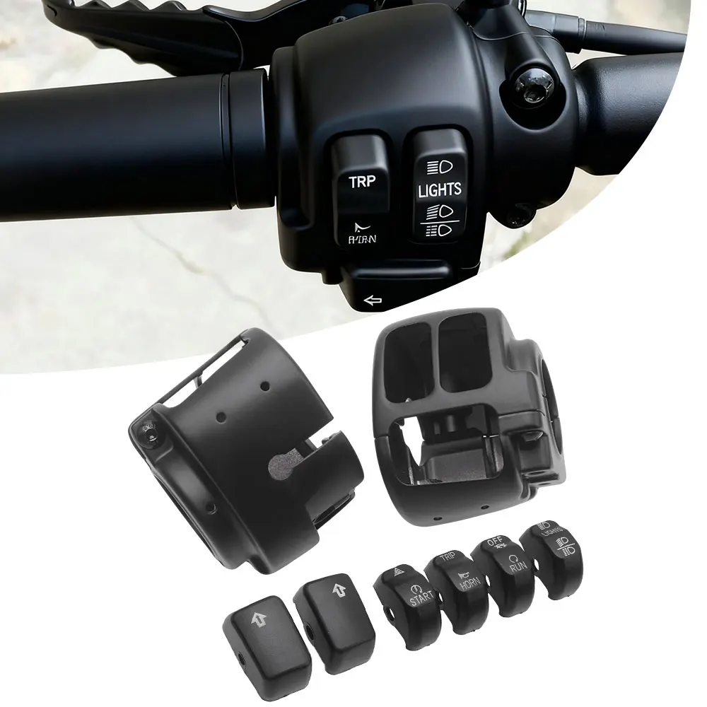 

Handlebar Control Switch Housings Cover Button Caps Kit Compatible With Harley Dyna Softail Sportster 2012-2022 Motorcycle Parts