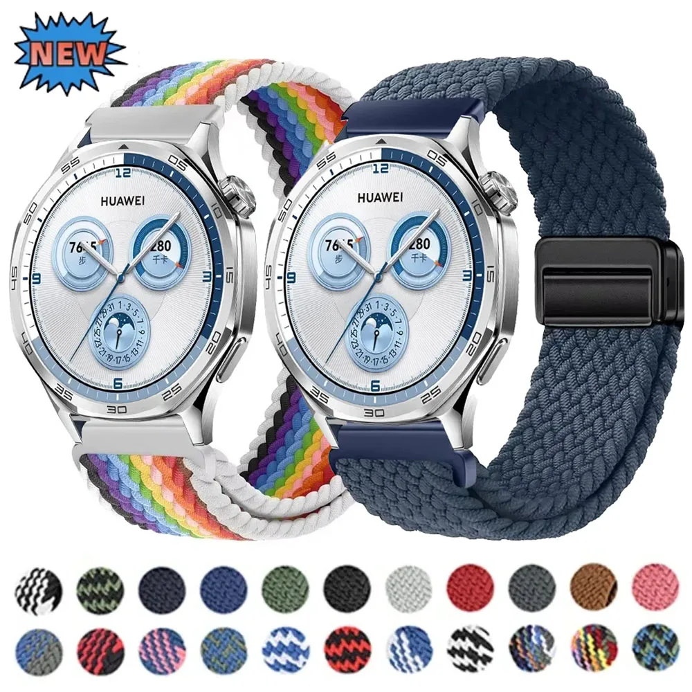 20mm 22mm Nylon geflochtenes Nylonarmband für Huawei Watch GT5-4-3 Pro 46mm Samsung Watch 7/6/5/4 magnetisch für Amazfit GTR4/GTS4 Band
