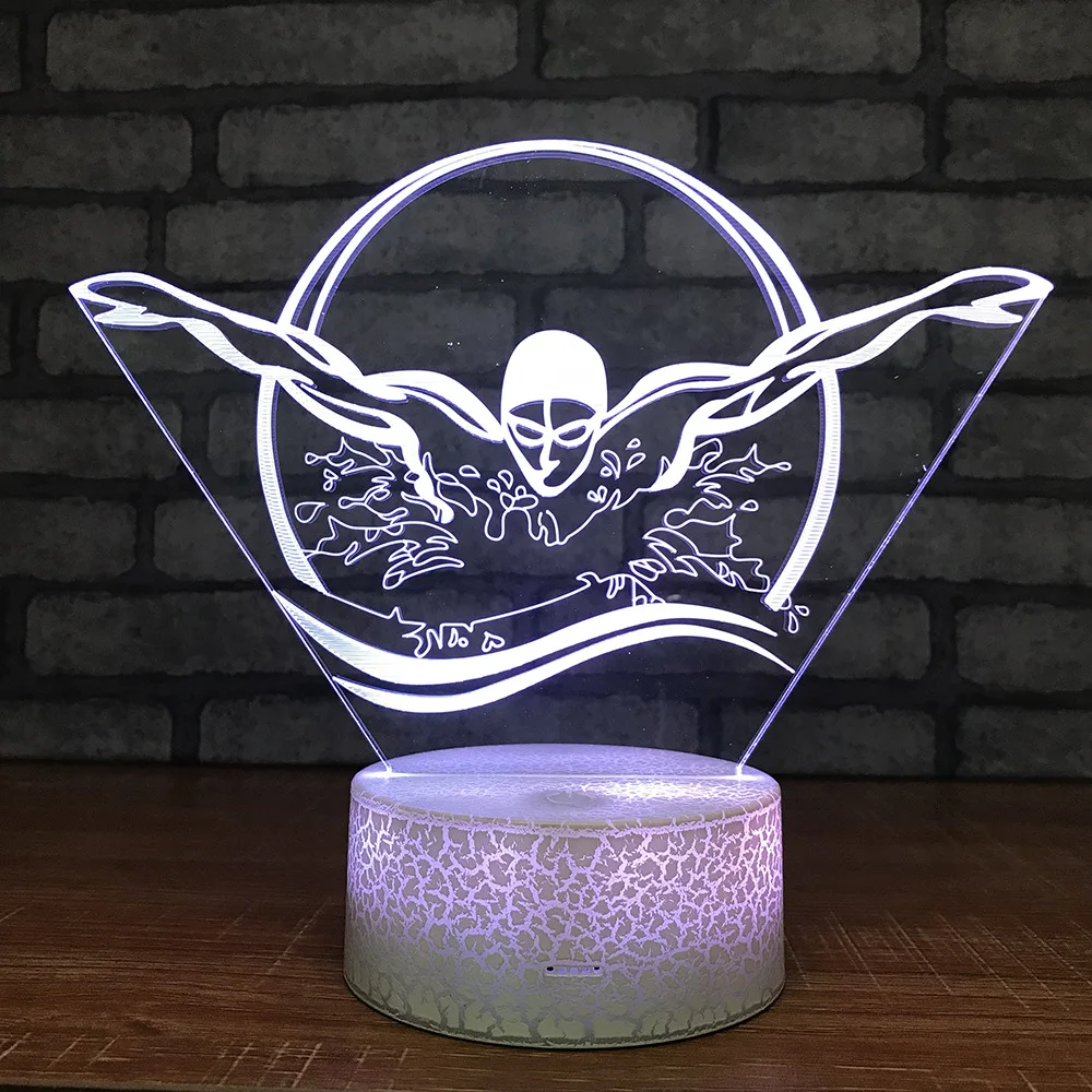 

Swimming Night Light Creative Acrylic Visual Colorful Bed Small 3d Light Fixtures Luminaria De Mesa Usb Led 3d Lamp