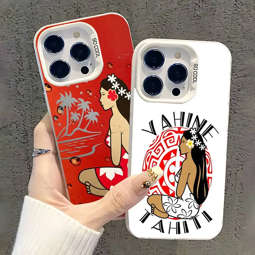 

H-Hinano Tahiti Girl Beach Phone Case For iPhone 17,16,15,14,13,12,11,Pro,XS,Max,Plus,Mini,SE White Candy Matte Shockproof Cover