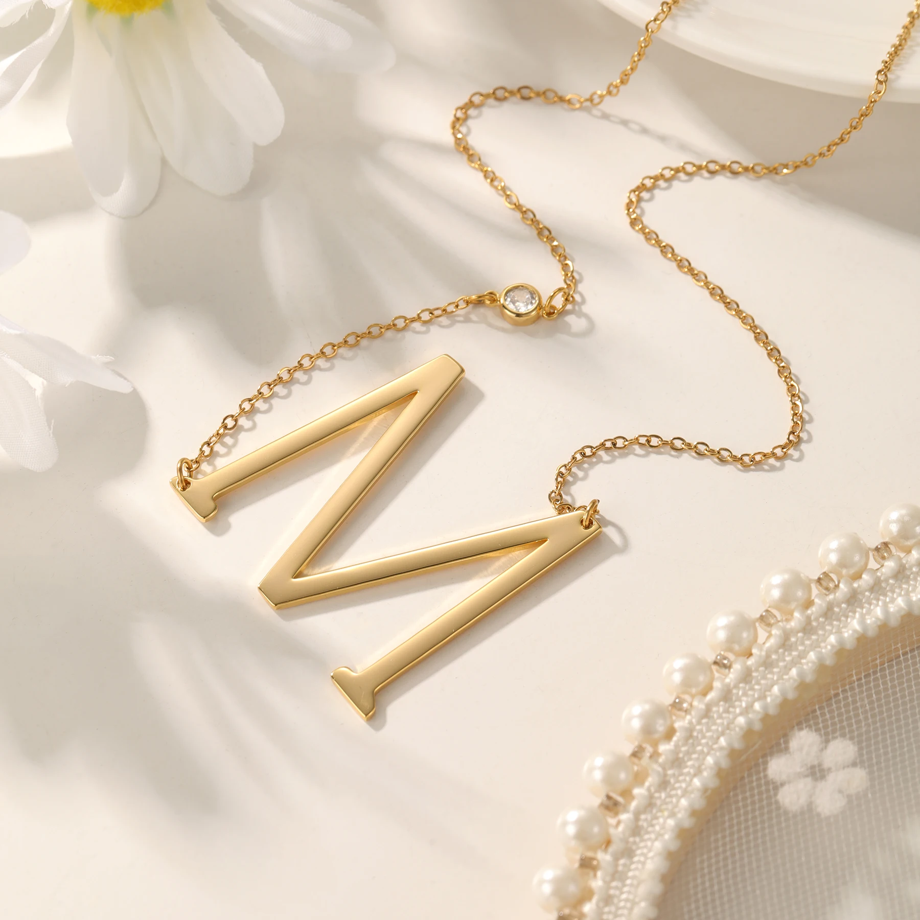

Персонализированное ожерелье с первоначальным камнем на заказ, минималистичный геометрический кулон, изящный значимый ежемесячный подарок на день рождения