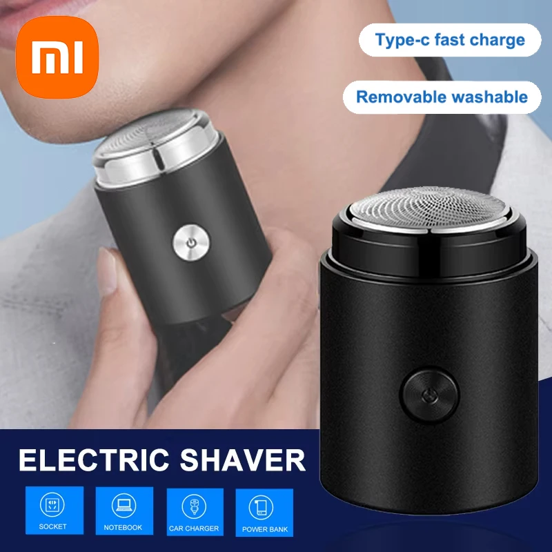 Xiaomi barbeador elétrico masculino mini viagem barba navalha máquina de barbear molhado-seco dupla utilização lavável usb recarregável aparador de cabelo