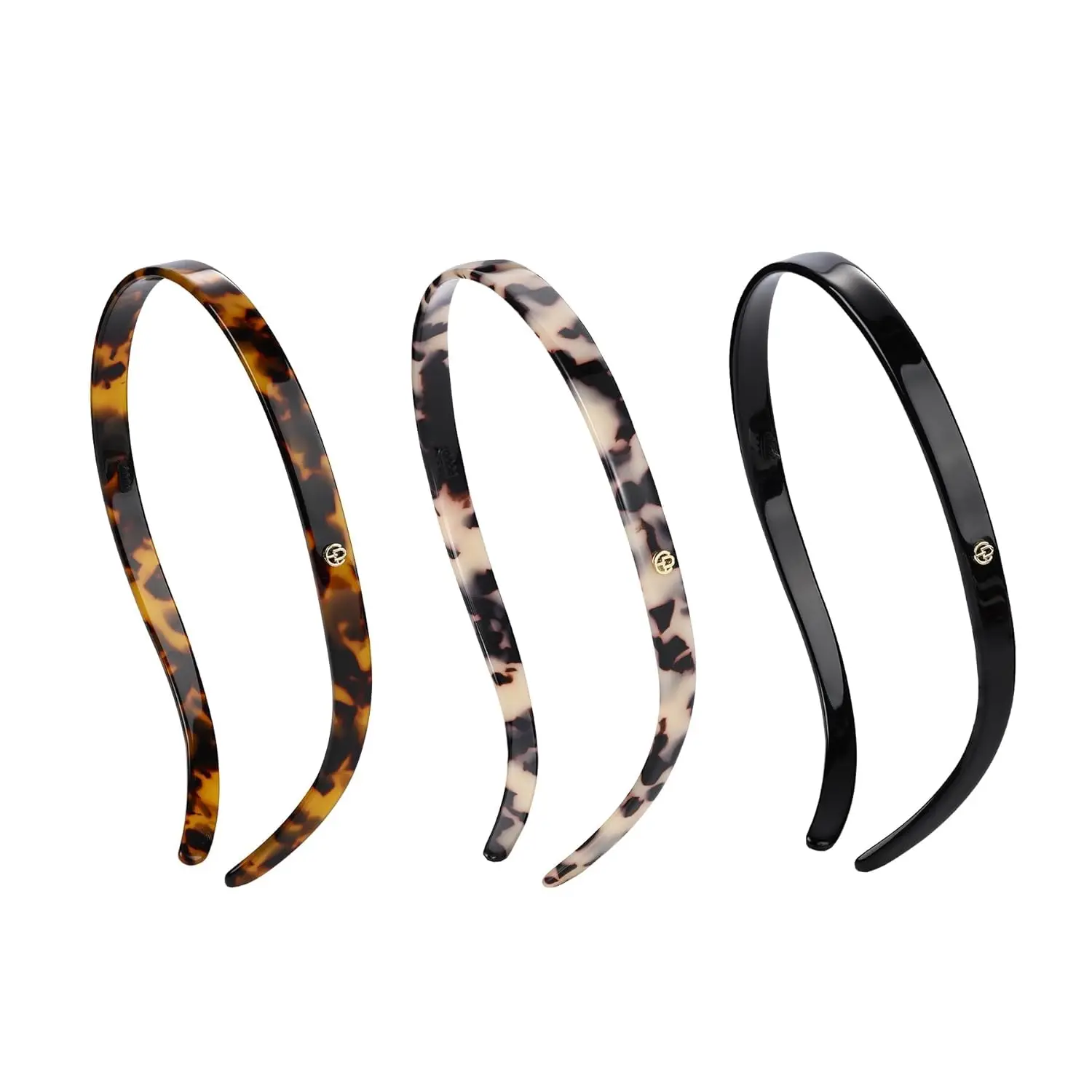 

Eyewear-Friendly Hairband Set, 3PCS Acetate Non-Slip Headbands for Women in Tortoise Amber Black