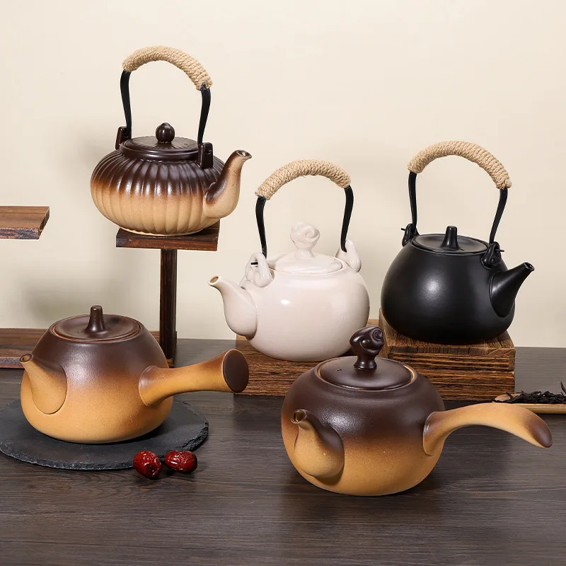 

Outdoor Indoor Charcoal Tea Kettle with Hook Glass Cup for Home Use